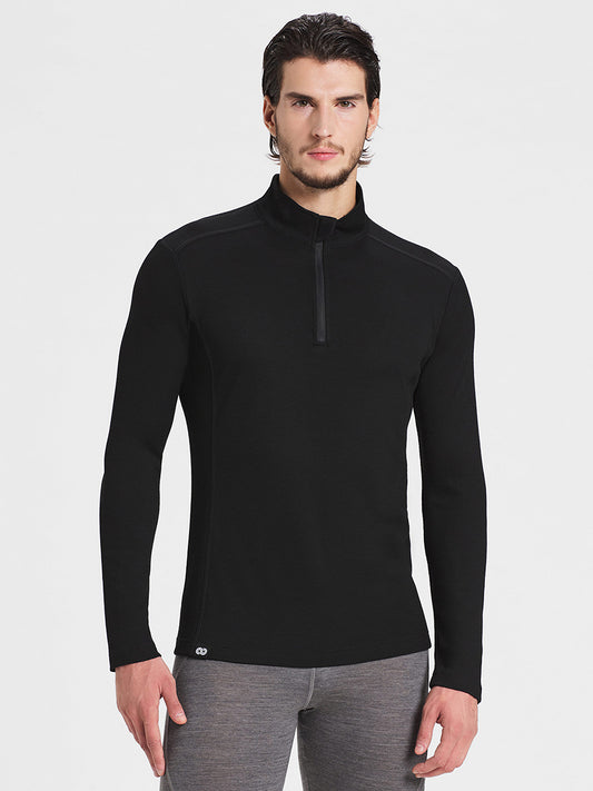 Men's half zip LS castor dark - Rewoolution